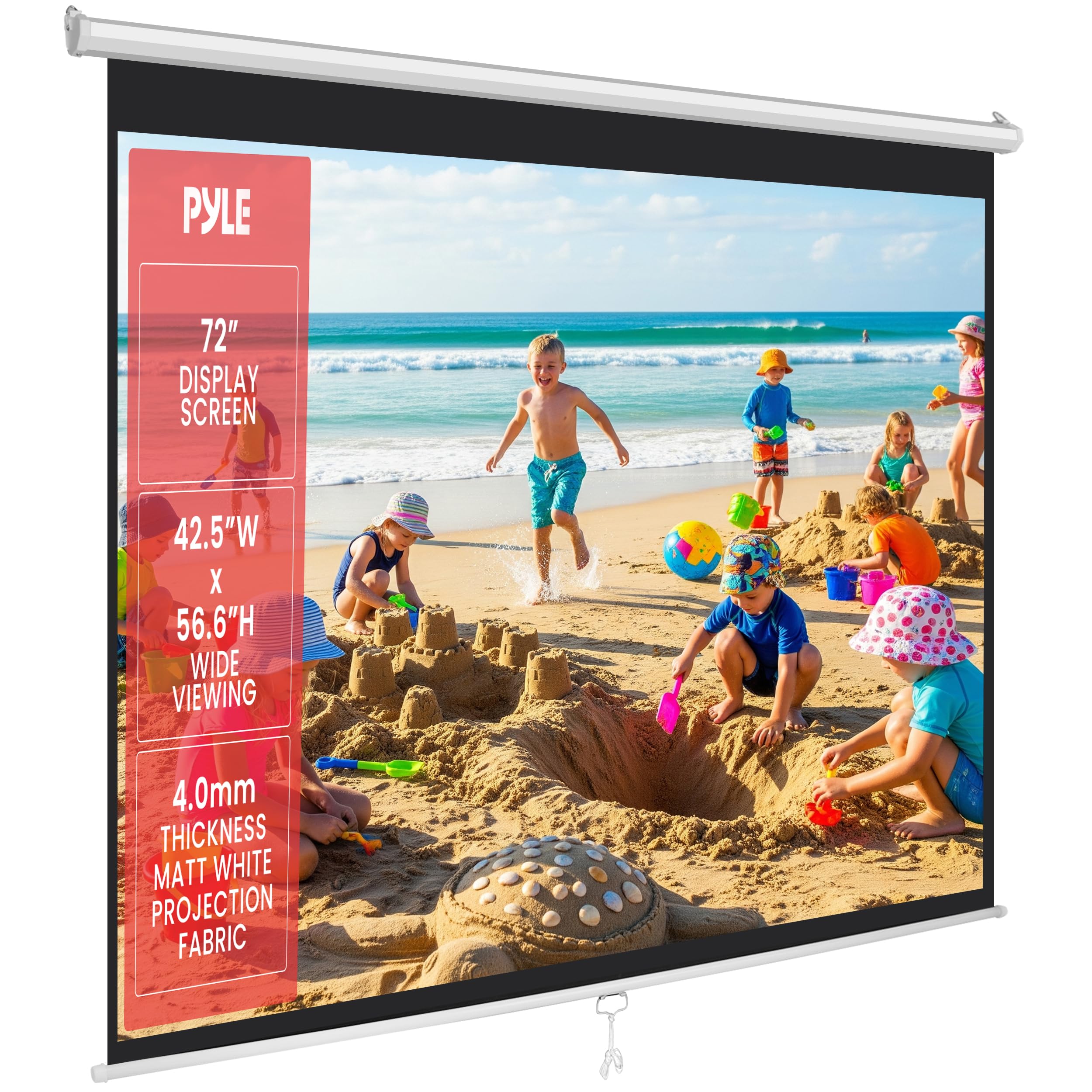 Amazon.com: Pyle 72-Inch Manual Pull Down Projector Screen, Matte